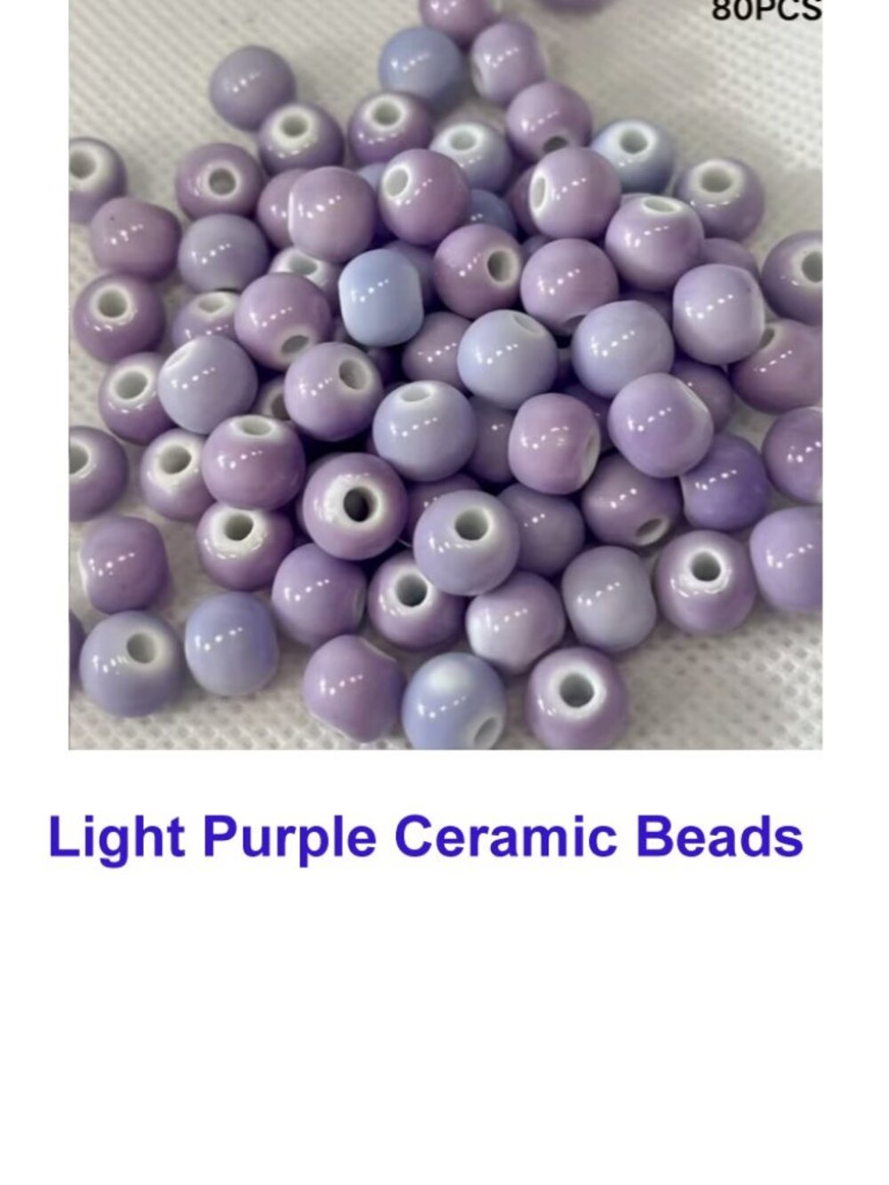 Light Purple Ceramic Beads 80 Beads 8mm